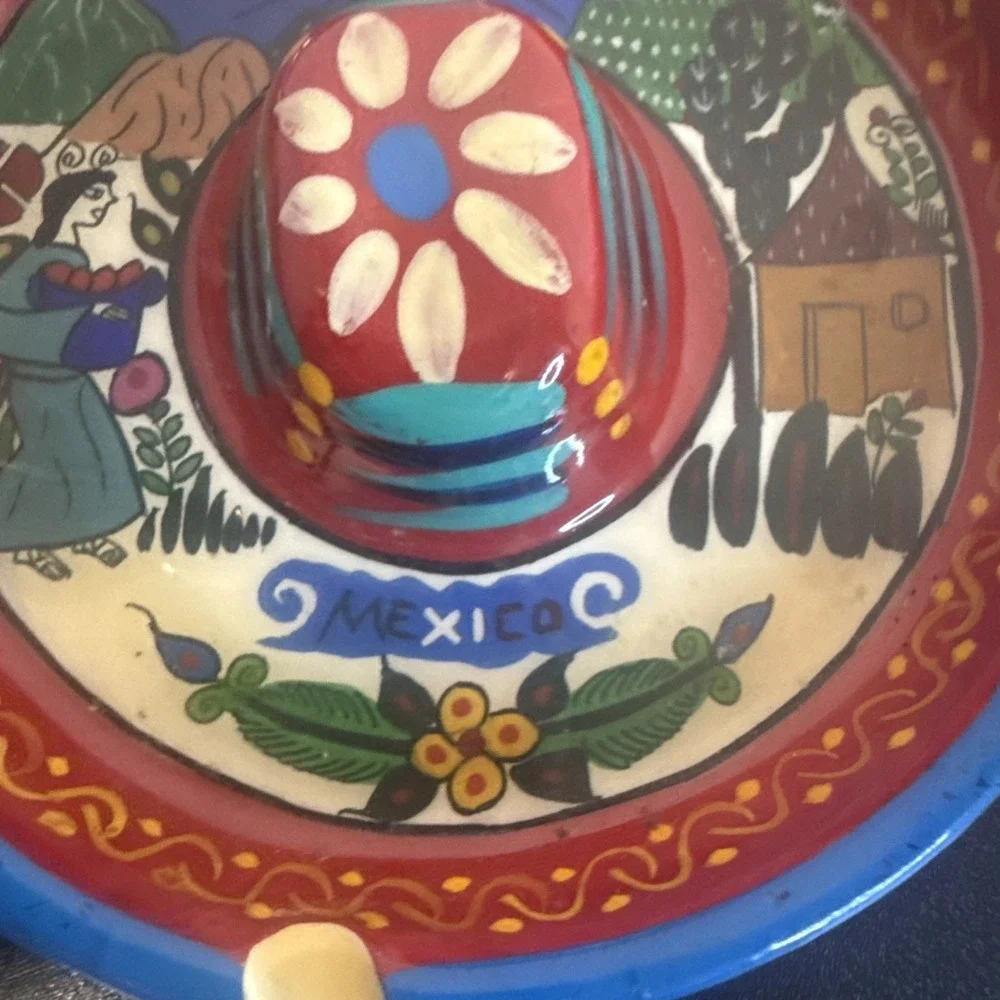 Terracotta Hand Painted Mexico Ashtray/jewlery‎ Tray/change Holder New